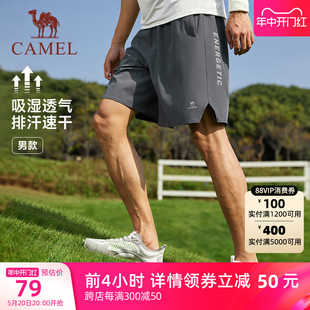 薄款 骆驼运动短裤 2024夏季 女 男士 透气速干健身跑步宽松弹力抽绳裤
