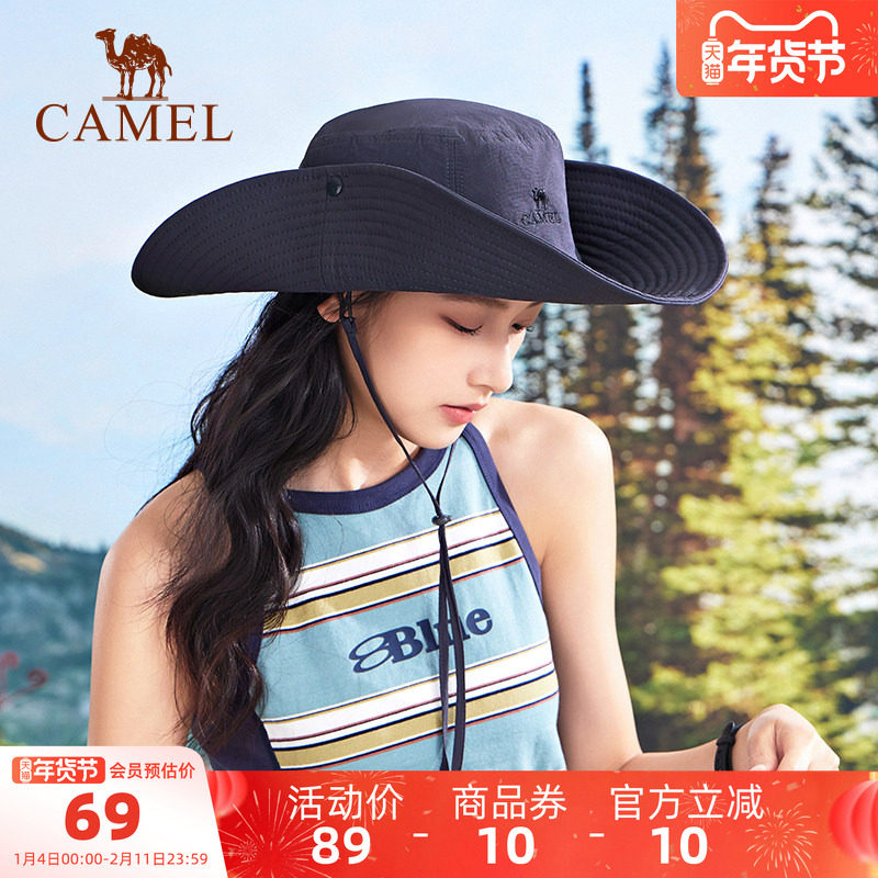 骆驼登山防晒帽女防紫外线UPF50+西部牛仔帽丛林徒步遮阳帽渔夫