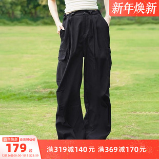 休闲裤 女户外工装 骆驼伞兵裤 阔腿高腰弹力抽绳束脚 迪丽热巴同款