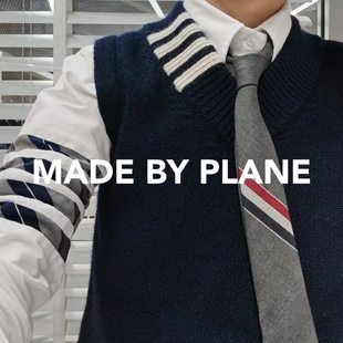小飞机TB三色织带斜杠羊毛领带男女同款商务休闲领结学院风百搭
