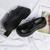 大头鞋 云上一步真皮系带复古英伦风小皮鞋 厚底增高圆头松糕底单鞋