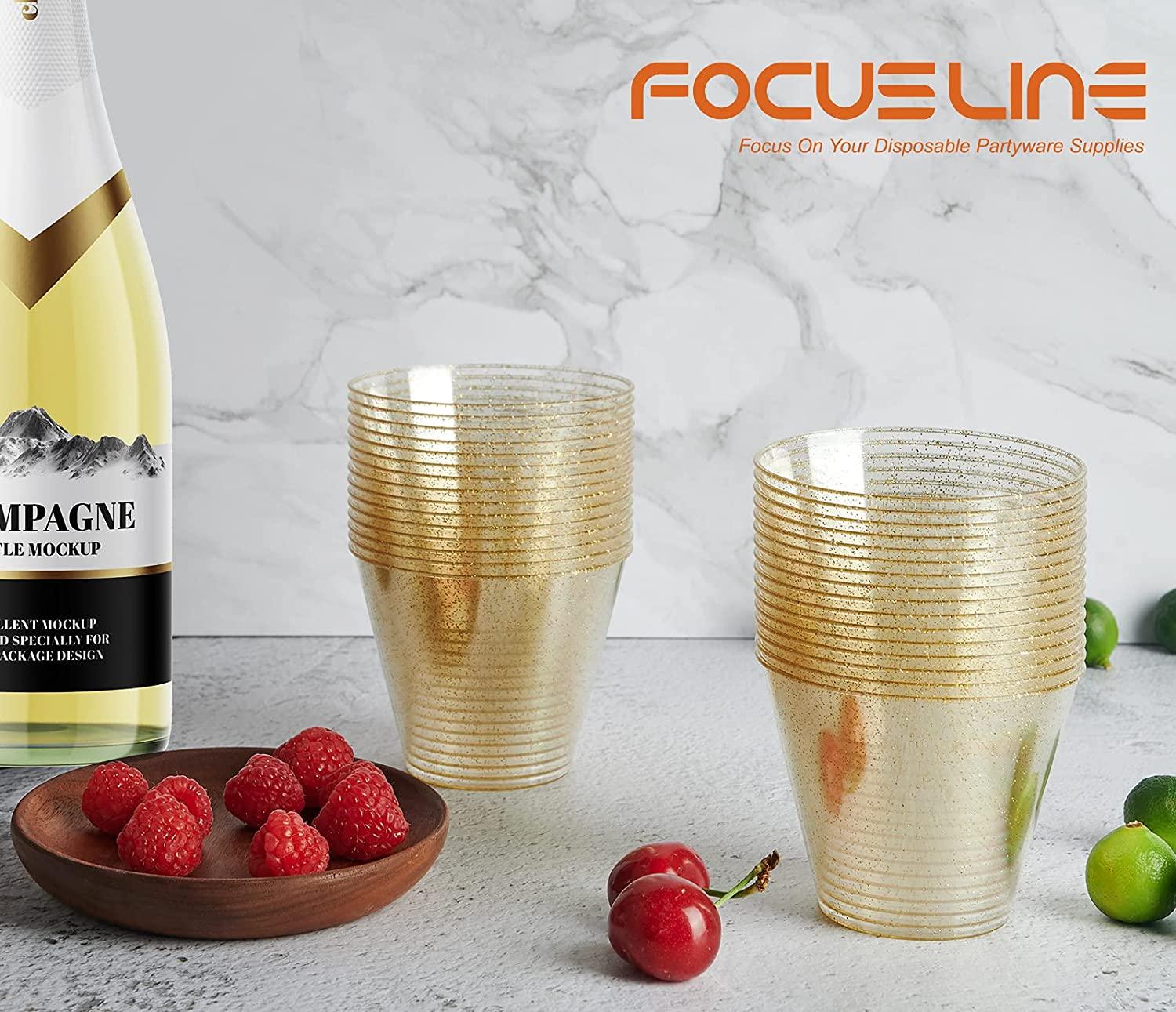 包邮9oz金边塑料水杯一次性洋酒杯西餐杯红酒杯香槟杯慕斯甜点杯