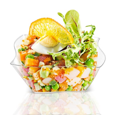 150ML不规则方碗深盘甜品碟 一次性塑料蛋糕盘点心西餐前开胃菜碟