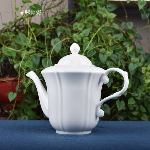 大容量餐厅商用1350ml茶壶骨瓷