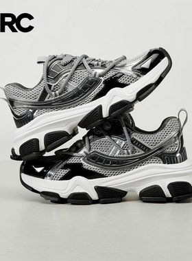 YRC厚底老爹鞋男2025秋新款潮流增高运动鞋百搭炸街银灰色休闲鞋