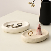 小西家北欧风复古收纳盘陶瓷首饰盘玄关钥匙置物盘耳钉戒指托盘
