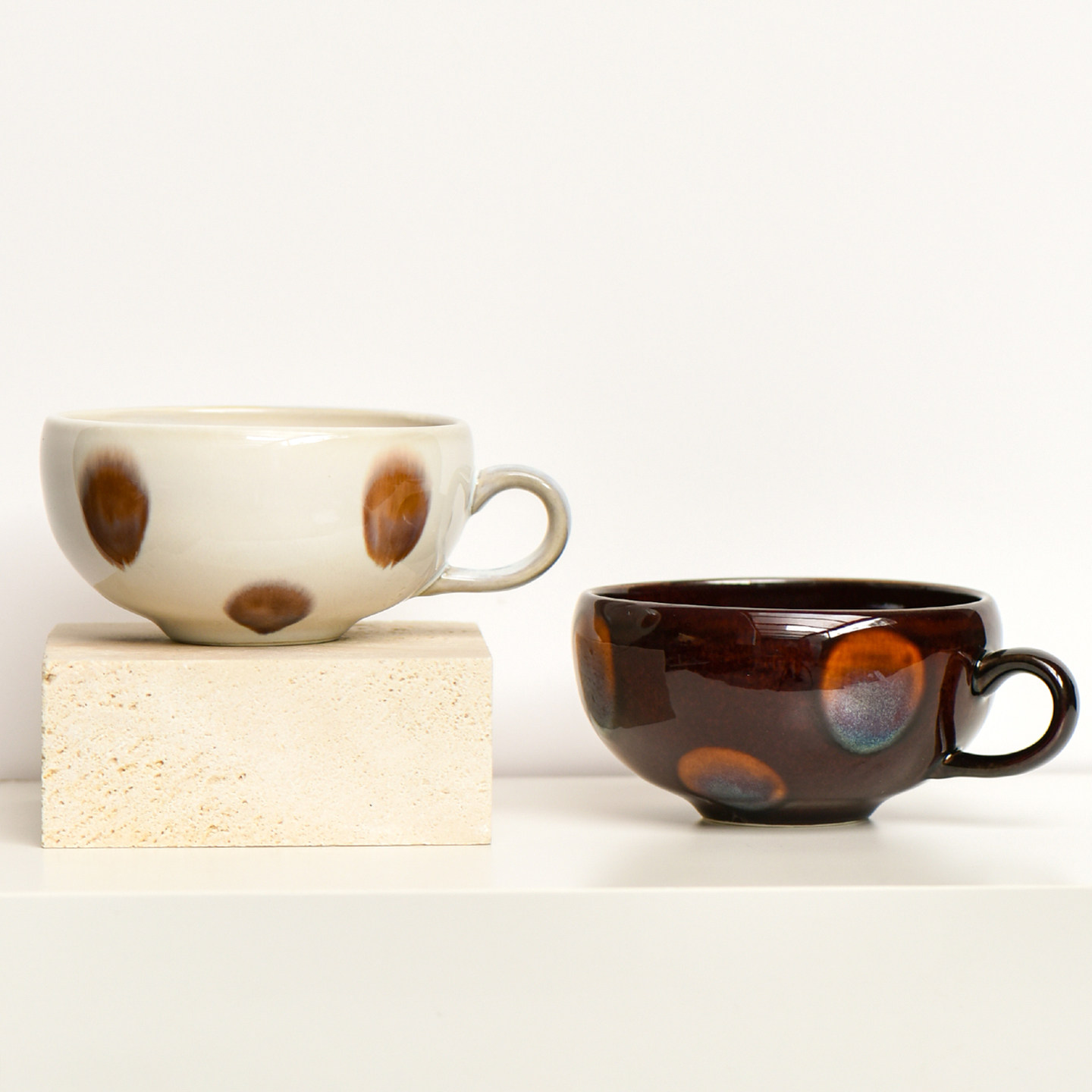 小西家日式复古风栗子大口杯窑变咖啡杯宽口早餐杯牛奶杯麦片杯