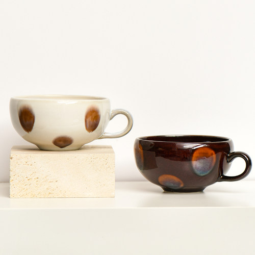 自然窑变手绘工艺大口杯