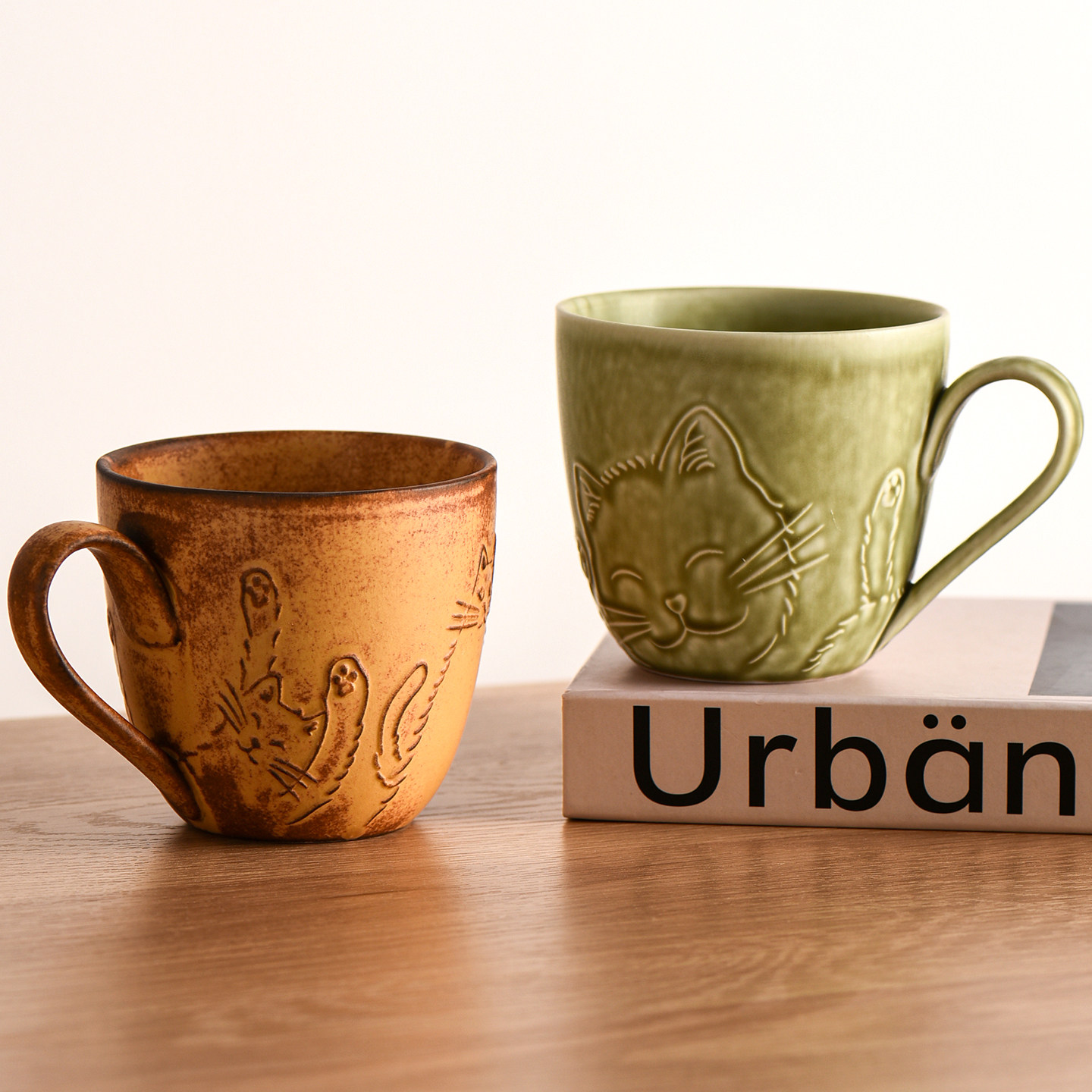 小西家日式猫咪马克杯复古风陶瓷杯早餐杯牛奶杯可爱创意喝水杯子