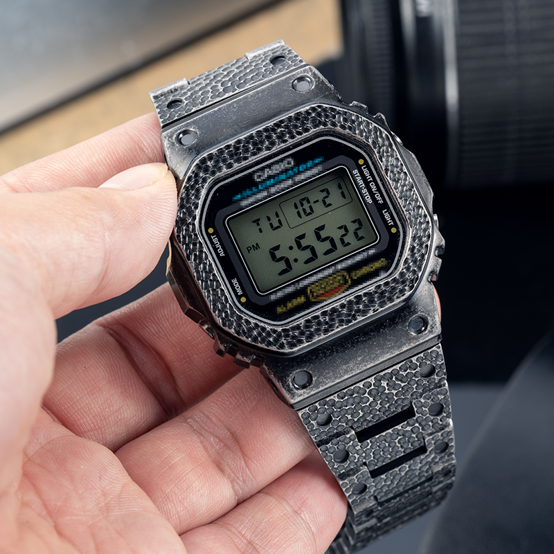 巨浪匠造DW5600/B5000改装锤纹风格钛合金不锈钢表壳表带全金属