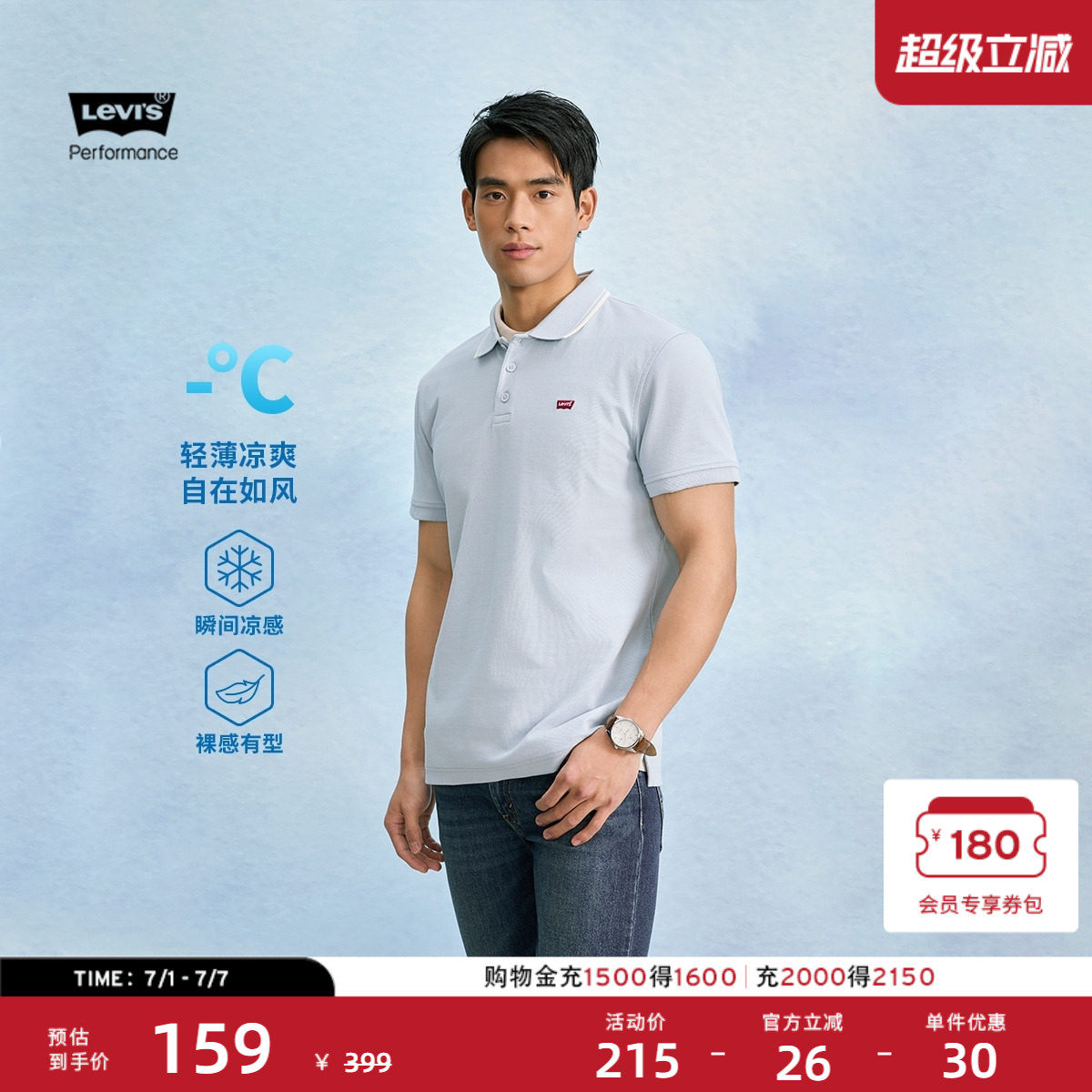Levi's李维斯冰酷系列26年夏季新款凉感美式针织男士短袖Polo衫 - 实物图