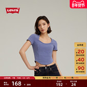 显瘦圆领短袖 商场同款 T恤0019V 女士复古短款 修身 Levi s李维斯夏季