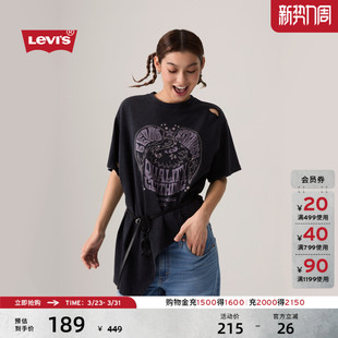 宽松高街不规则短袖 s李维斯女士美式 Levi T恤003SQ 商场同款