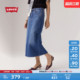 休闲蓝色牛仔半裙 女士直筒开衩显高显瘦优雅美式 Levi s李维斯夏季