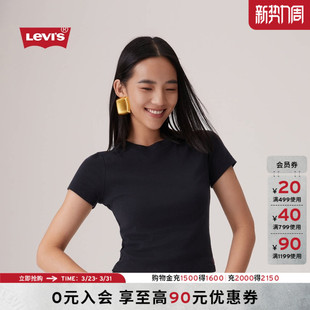 商场同款 短袖 Levi 复古针织休闲修身 T恤A7419 s李维斯女士美式