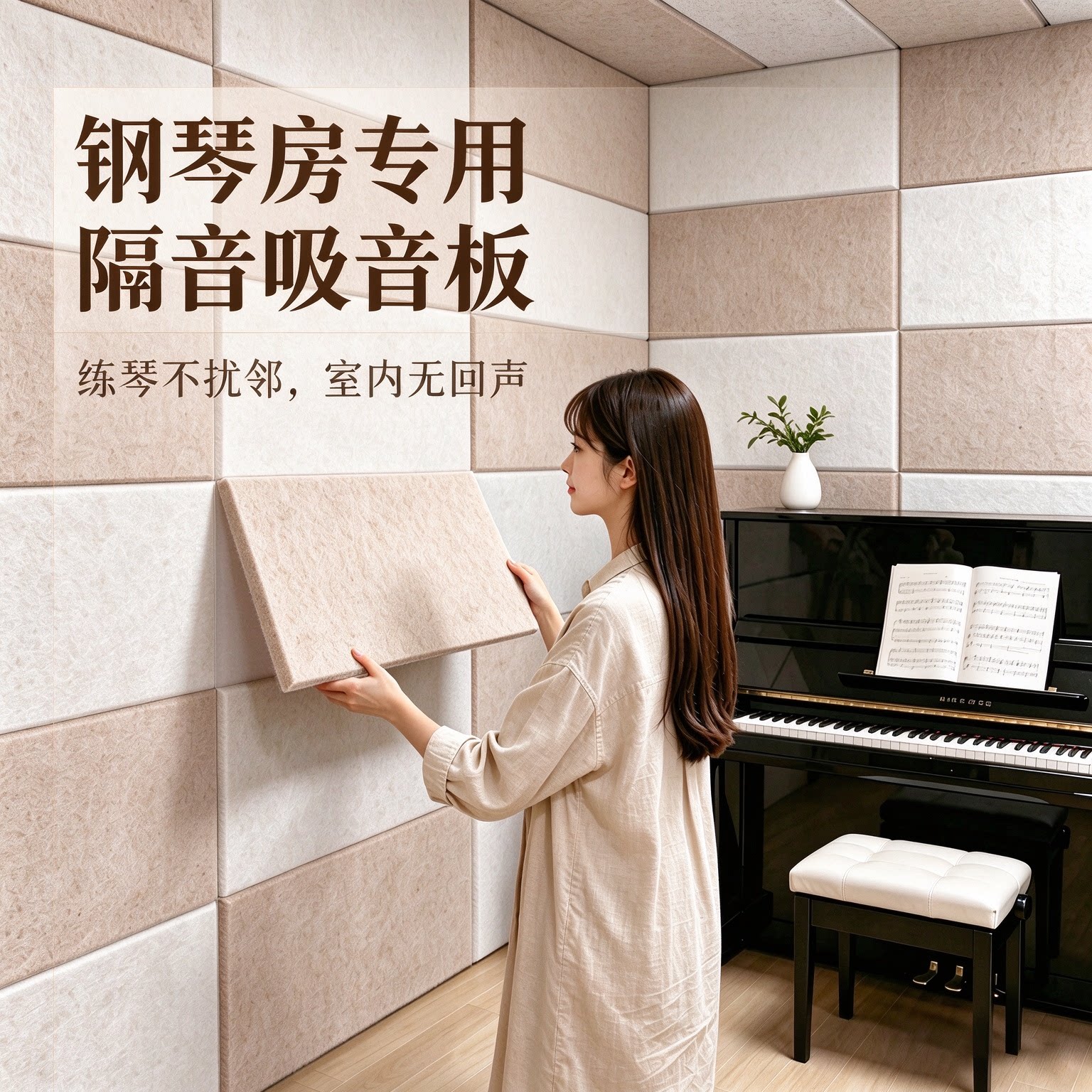 钢琴房专用吸音板隔音板超强隔音棉自粘毛毡墙贴琴房卧室家用墙板