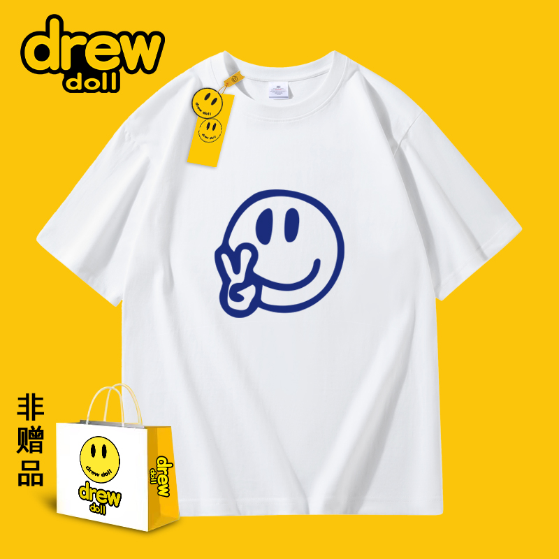 时尚潮流短袖纯棉笑脸亲子情侣潮