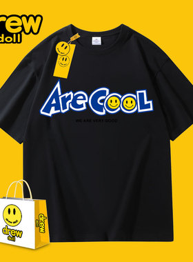 Drew联名正品美式男士女士纯棉短袖t恤潮牌卡通笑脸情侣休闲上衣
