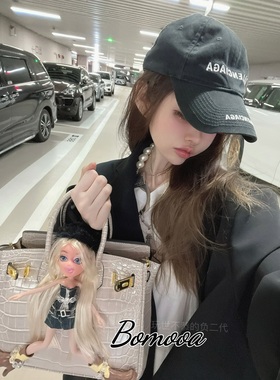 1月上新经典款！冰川白灰色恶搞卡戴珊风娃娃手提包铂金包 可斜挎