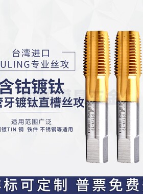 不锈钢用镀钛管牙直槽丝攻PT/PS/5/NPT/NPS1/4 2/3/4分管螺纹丝锥