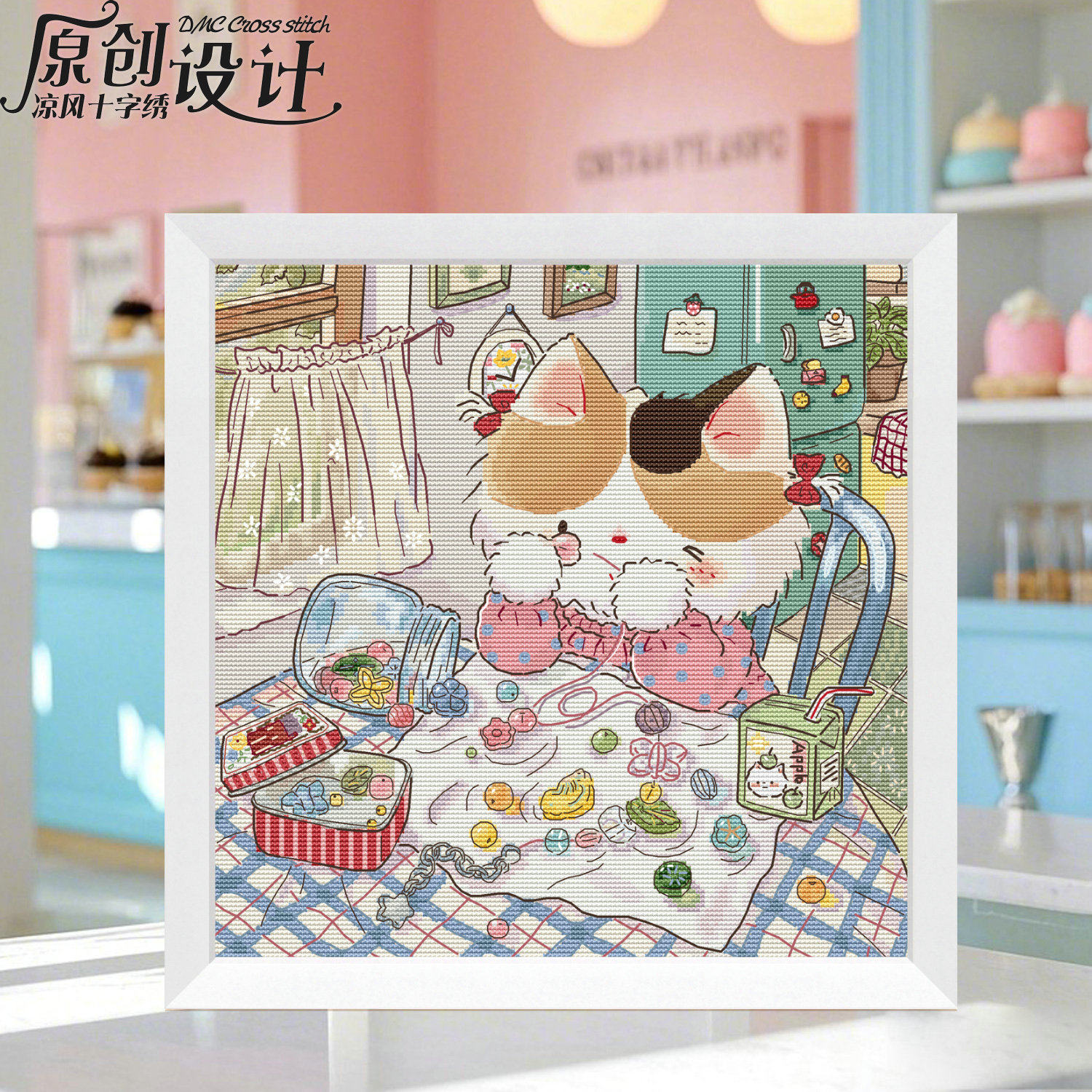 Набор для вышивания крестиком нитками Cool breeze DMC оригинальный дизайн B1175 cute cat clever hand flower bling весна Изображение 1