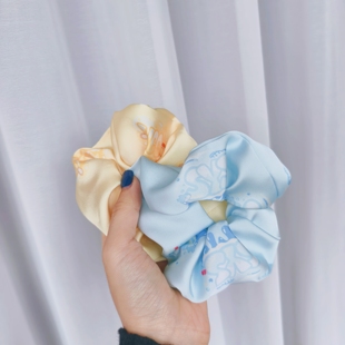 孙颖莎王楚钦莎头周边醋酸大肠发圈应援物手工定制饰品蓝黄色印花