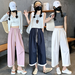 遮胯显瘦奶奶裤 绝美蕾丝边阔腿八九分裤 气球裤 薄款 女2026夏季