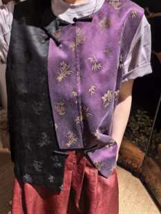 YEVACHAO重磅桑蚕丝香云纱拼色马甲