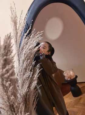 YEVA CHAO燕燕私服款 毛领白鹅绒羽绒服中长款