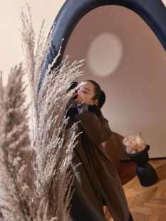 YEVA CHAO燕燕私服款 毛领白鹅绒羽绒服中长款