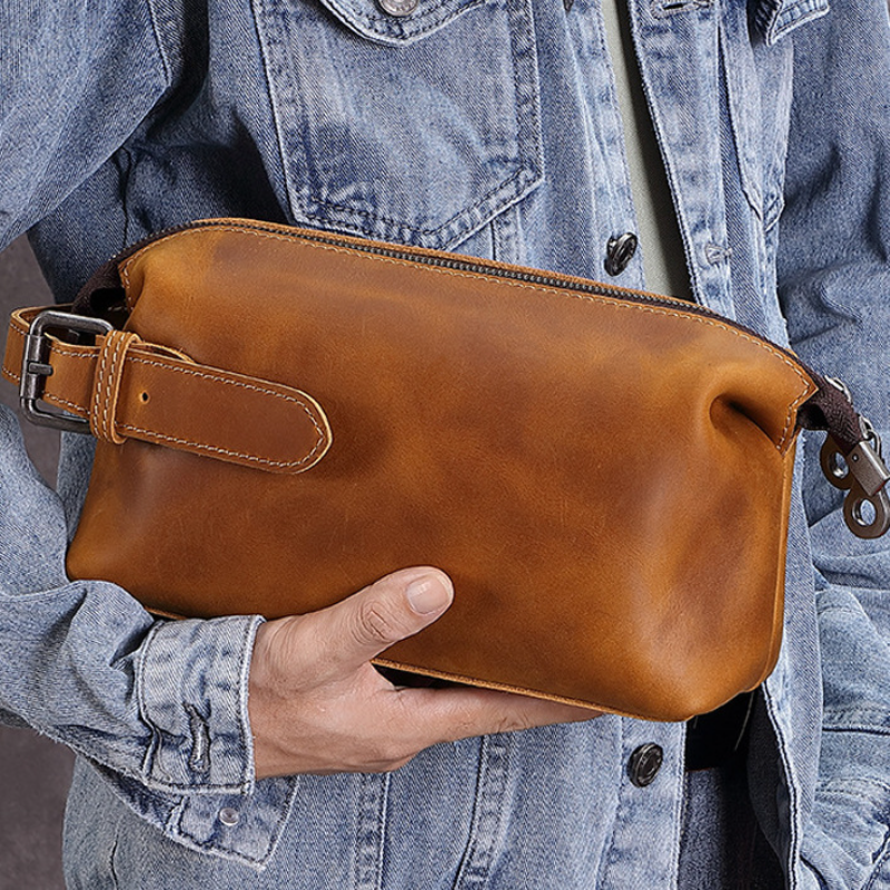 新品头层牛皮手拿包大容量收纳包手包男真皮洗漱包疯马皮复古,箱包皮具/热销女包/男包,男士包袋,淘宝优惠券,粉丝福利购,淘宝优惠卷