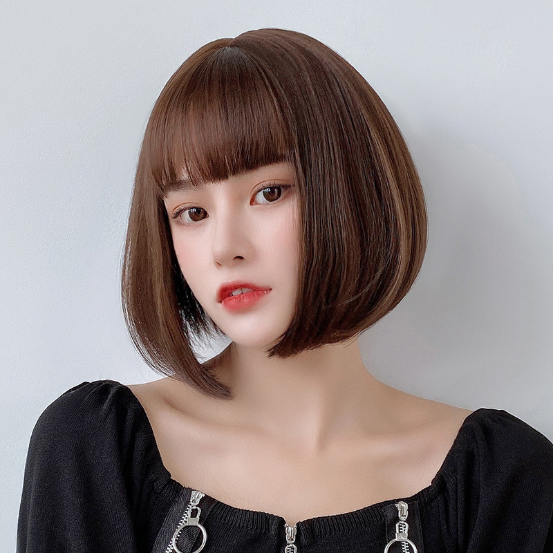 黛秀假发女短发网红修脸自然显脸小少女波波头全头逼真整顶全头套