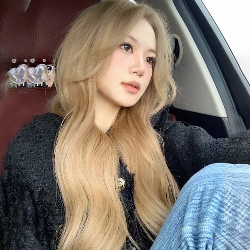 中分假发女神灰棕色卷发欧美INS女团大波浪lolita网红同款全头套