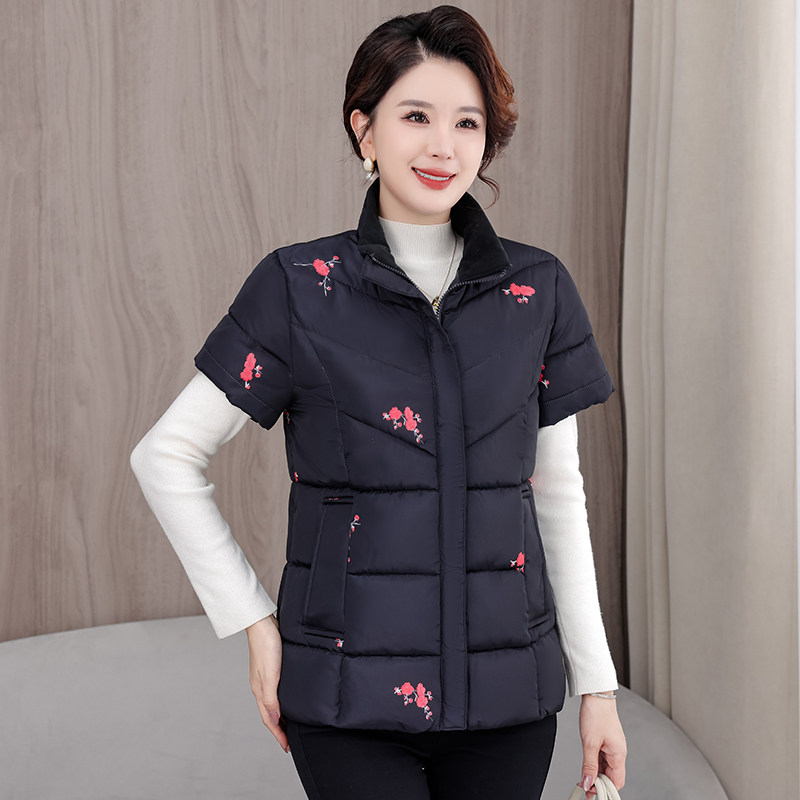 中老年女装羽绒棉马甲中年妈妈装马夹秋冬外套加厚大码半袖棉服