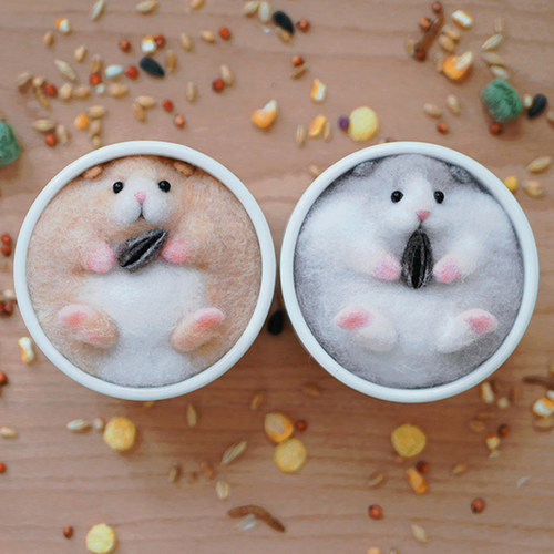 数绵羊羊毛毡戳戳乐diy手工 小仓鼠材料包送玩偶摆件情侣闺蜜礼物