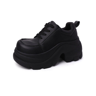 日本offcat小个子内增高女鞋黑色厚底松糕鞋系带休闲鞋增高10cm