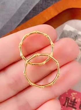 香港雪禧竹节金包银戒指节节高升指环女520送女友妈妈七夕礼物