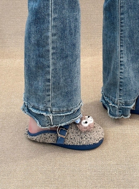 日本offcat2025新款复古皮带扣勃肯鞋女厚底增高保暖棉鞋外穿拖鞋