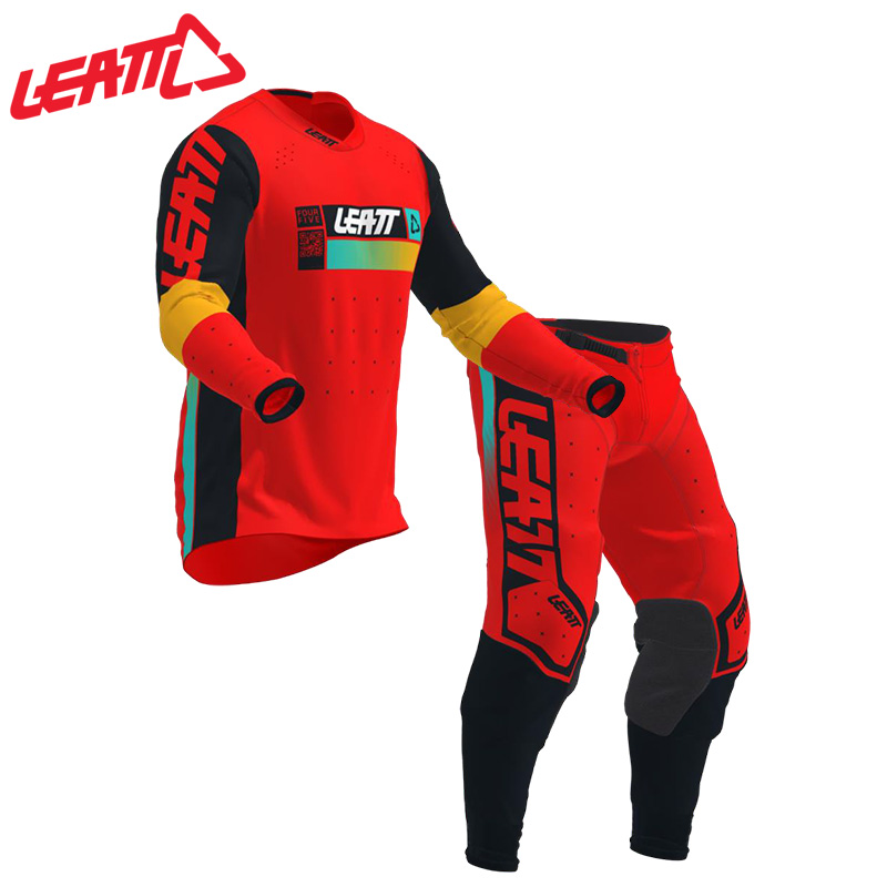 24新款红色越野服装LEATT4.5中级林道爬山场地越野防护骑行服套装