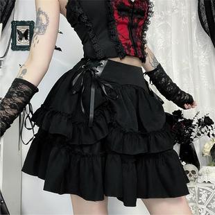 Corset Gothic Lace Black Dress哥特风蓬蓬连衣裙辣妹A短裙 Red