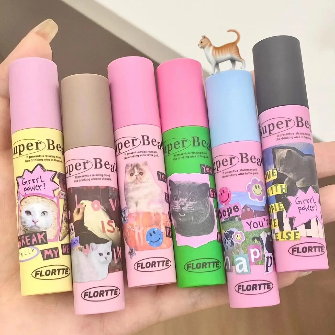 古德猫宁flortte花洛莉亚猫猫唇霜唇泥奶糕系列春夏嫩粉唇釉口红