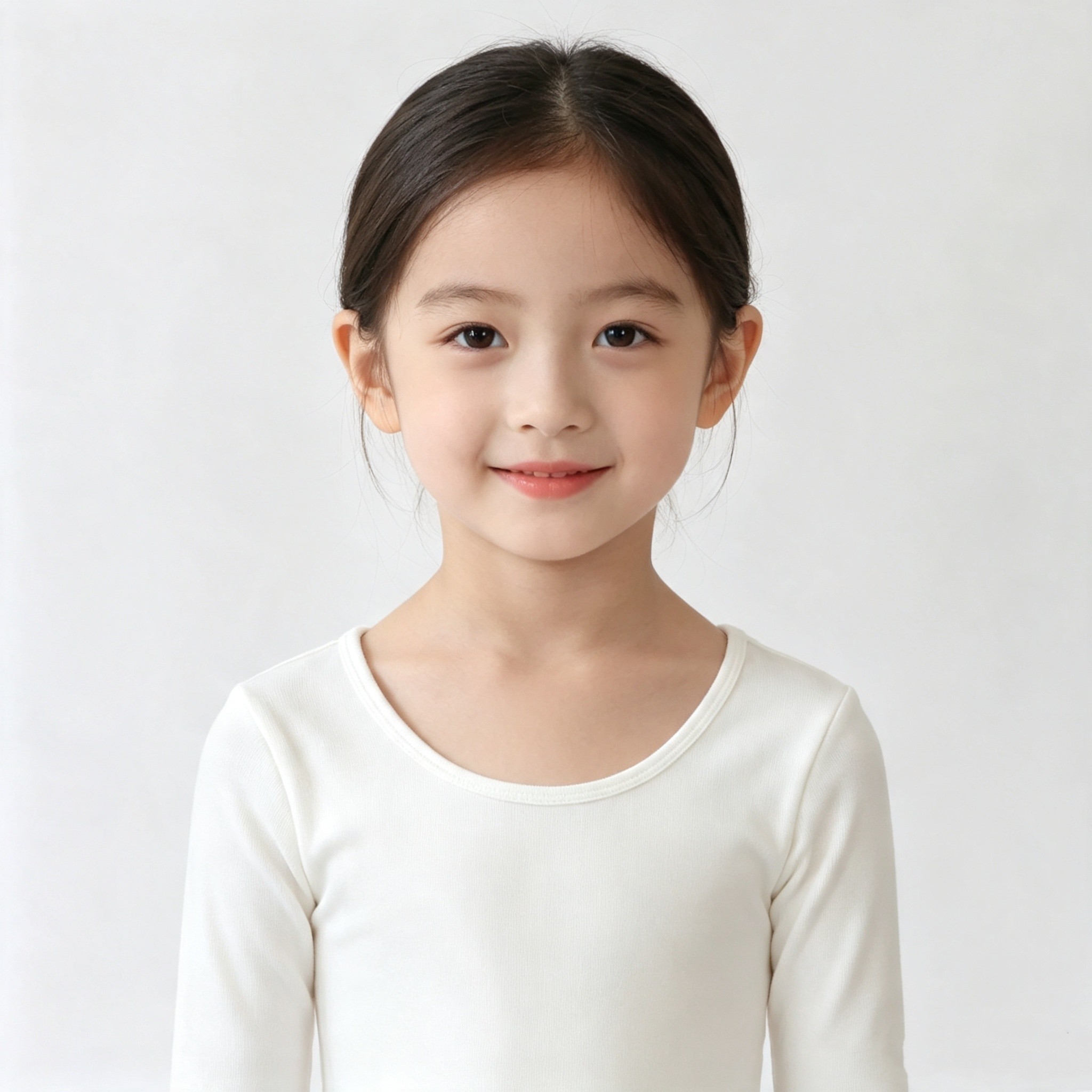 女童低领打底衫儿童白色U领长袖T恤紧身上衣跳舞礼服内搭加绒套装