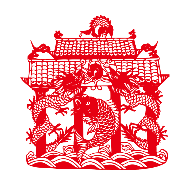 2026年鲤鱼跳龙门剪纸图案窗花贴橱窗五子登科福字不干胶玻璃贴