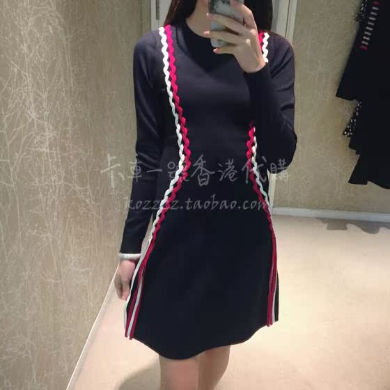 卡車一號香港代購 KAREN MILLEN 18春夏 麻绳修身长袖连衣裙