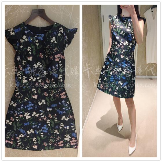 卡車一號香港代購 KAREN MILLEN 18春夏 碎花圆领小飞袖连衣裙