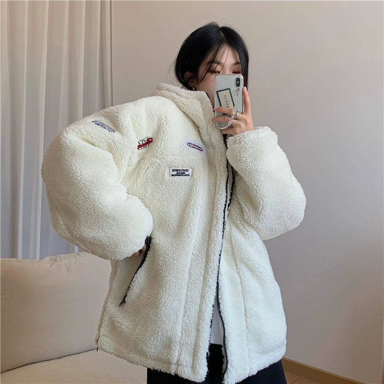 Real shot real price ~ loose and versatile hairy hooded thickened zipper sweater