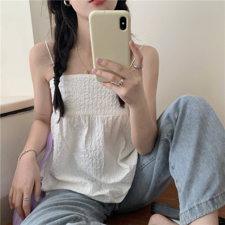 Real price ~ loose and versatile pleated simple suspender vest