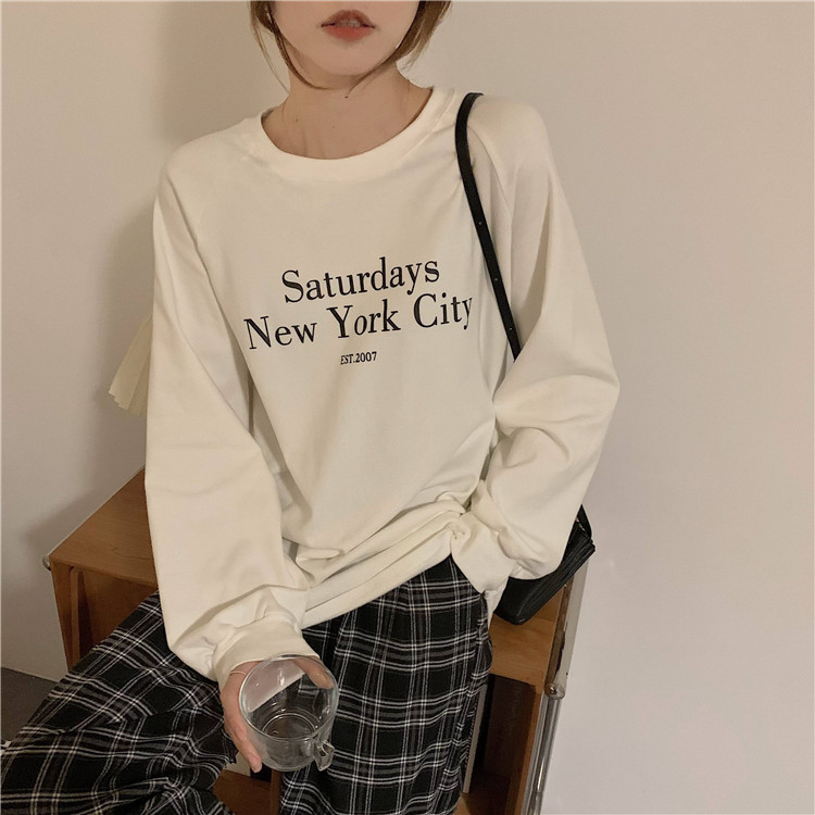 Real price ~ loose and versatile long sleeve printed T-shirt