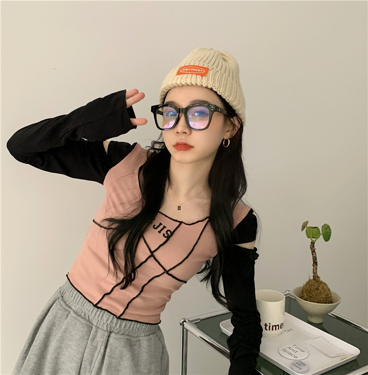 Real shot, real price, versatile, slim and off shoulder long sleeve T-shirt