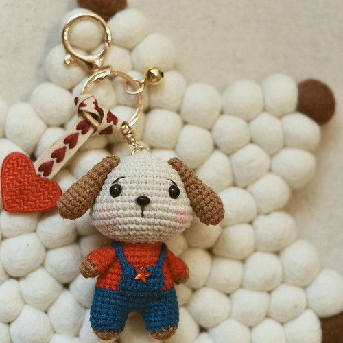 复古爱心小狗钥匙扣生肖狗挂件